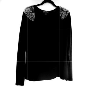 Forever 21 Black Sweater Beaded Shoulders